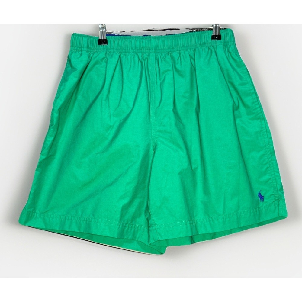 Vintage 90's Polo Sport Ralph Lauren Mens Green Swim Trunks Shorts Lined M - Picture 2 of 10